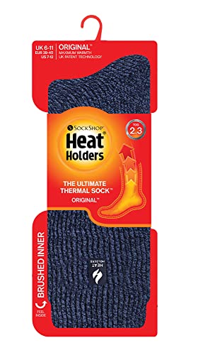 HEAT HOLDERS - Mens & Womens 2.3 Tog Original Thermal Socks | 3 Sizes | Thick Warm Fluffy Insulated Socks for Winter | Ideal for Raynauds (6-11, Denim)