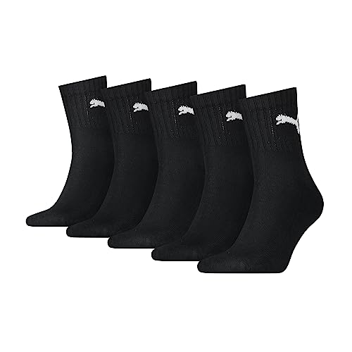 PUMA Unisex Short Crew Socks (5 Pack) Socks, Black, 9-11 UK