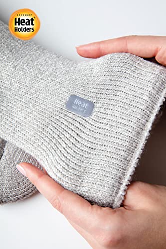 HEAT HOLDERS - Mens 2.3 Tog Fleece Lined Indoor Thermal Slipper Socks with Grips (6-11 UK, 39-45 EU, Black Twist Slipper)