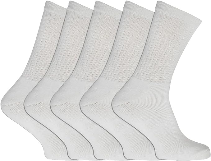 COSHAL® 5 Pairs Men’s Cotton Rich Plain Sports Socks Breathable Comfortable Crew Men Sportswear socks men walking sports socks Mens Athletic training socks UK 6-11 (WHITE)