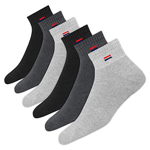 NAVYSPORT Men's Cotton Cushion Comfort Quarter Athletic Socks, Pack of 6 (Shoe Size: 9-11, Multi-colored)