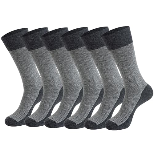Cirorld Mens Socks, 6 Pairs Combed Cotton Dress Socks, Soft Deluxe Socks for Work Business and Casual, UK Size 6-11 Multipack, Gift for Men