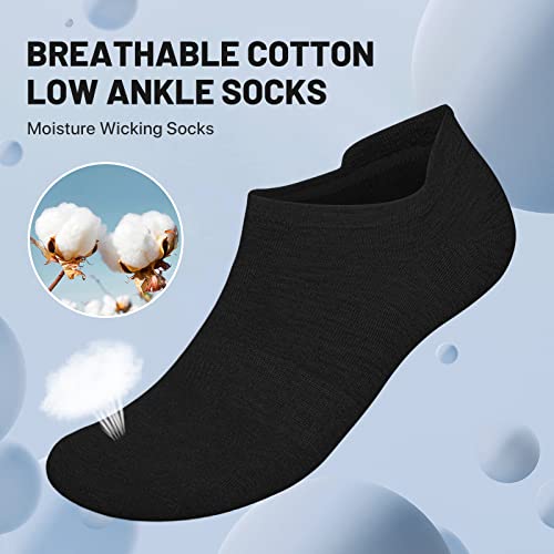 Ankle Socks Mens Breathable Cotton Low Cut (6 Pairs) Non Slip No Show Trainer Socks with Arch Support