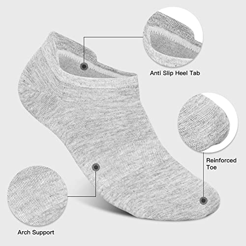 Ankle Socks Mens Breathable Cotton Low Cut (6 Pairs) Non Slip No Show Trainer Socks with Arch Support