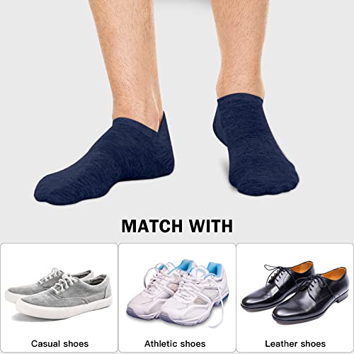 Ankle Socks Mens Breathable Cotton Low Cut (6 Pairs) Non Slip No Show Trainer Socks with Arch Support