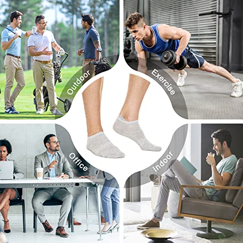 Ankle Socks Mens Breathable Cotton Low Cut (6 Pairs) Non Slip No Show Trainer Socks with Arch Support