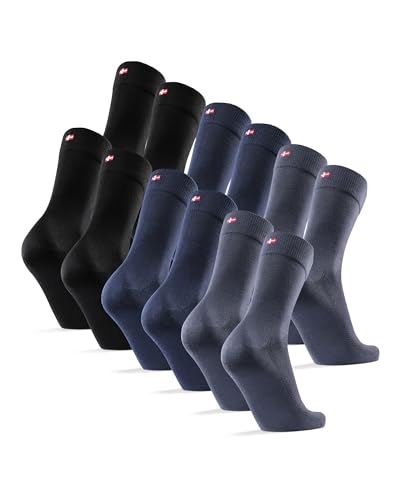 DANISH ENDURANCE 6 Pack Bamboo Socks, Super Soft, Antibacterial for Men & Women, Multicolour (2 x black, 2 x navy, 2 x grey), 9-12