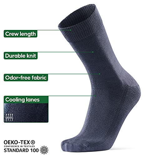 DANISH ENDURANCE 6 Pack Bamboo Socks, Super Soft, Antibacterial for Men & Women, Multicolour (2 x black, 2 x navy, 2 x grey), 9-12
