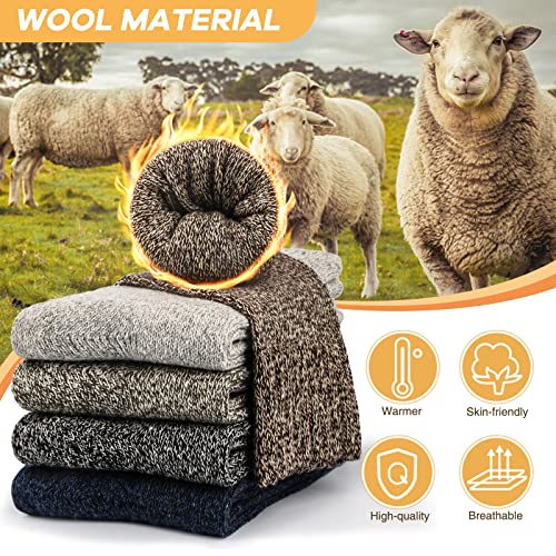 SIHOHAN Mens Wool Socks, 5 Pairs Warm Crew Socks, Thick Boot Mens Socks for Winter Walking Hiking