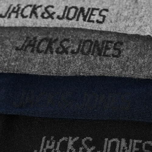 JACK & JONES 10 Pack Mens Socks Comfortable Crew Socks Multipack Walking Running Jogging Gym Socks for Men, Dark Grey Colour, Size- One Size