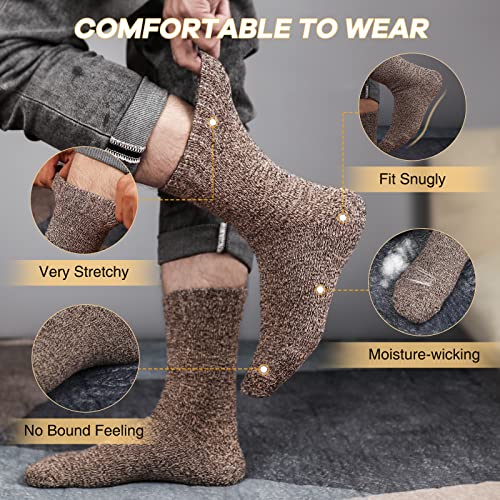 SIHOHAN Mens Wool Socks, 5 Pairs Warm Crew Socks, Thick Boot Mens Socks for Winter Walking Hiking