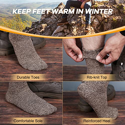 SIHOHAN Mens Wool Socks, 5 Pairs Warm Crew Socks, Thick Boot Mens Socks for Winter Walking Hiking