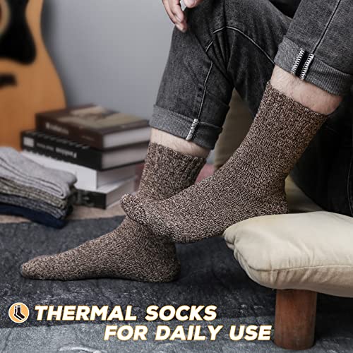 SIHOHAN Mens Wool Socks, 5 Pairs Warm Crew Socks, Thick Boot Mens Socks for Winter Walking Hiking