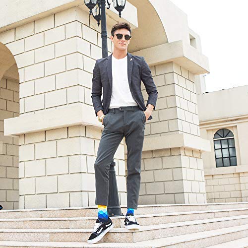 WeciBor Men's Dress Cool Colorful Fancy Novelty Funny Casual Combed Cotton Crew Socks 12 Pairs In Set, Eu0052-04, L