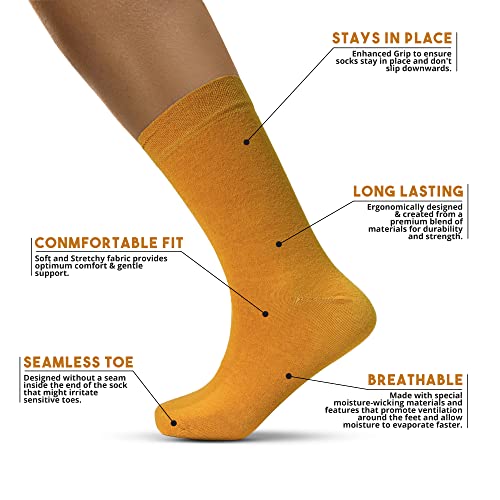 SMG® Mens 12 Pair Pack Cotton Casual Smart Design Argyle Contrast Heel Thin Stripe Socks (6-11) (Black)