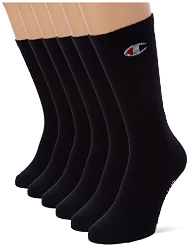 Champion Unisex Core 6pp Crew Ankle Socks, Black, 9 11 UK