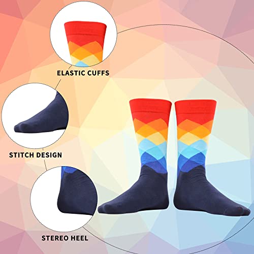 WeciBor Men's Dress Cool Colorful Fancy Novelty Funny Casual Combed Cotton Crew Socks 12 Pairs In Set, Eu0052-04, L