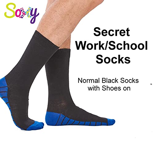 Soxy Mens Days of the Week Socks - 7 Pack - Cotton Rich Colour Sole, Heel & Toe Socks - Black-Multi Colour - UK Shoe Size 6-11