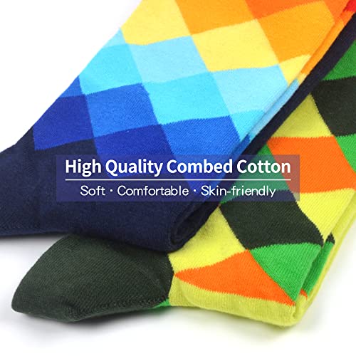 WeciBor Men's Dress Cool Colorful Fancy Novelty Funny Casual Combed Cotton Crew Socks 12 Pairs In Set, Eu0052-04, L
