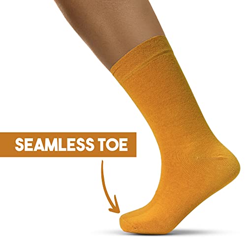 SMG® Mens 12 Pair Pack Cotton Casual Smart Design Argyle Contrast Heel Thin Stripe Socks (6-11) (Black)