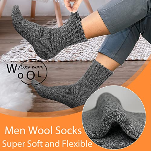 Josnown Thicken Mens Socks, 5 Pairs Thermal Socks for Men, Soft & Cozy Warm Wool Socks in Winter, UK 6-11