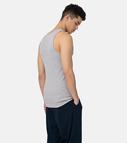 LAPASA 4 Pack Men's Cotton Vests Ribbed Tank Tops Sleeveless Plain Undershirts, Breathable, Slim Fit M35, L, Multicoloured