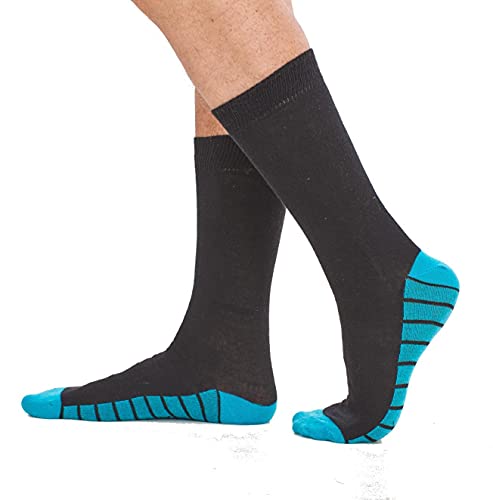 Soxy Mens Days of the Week Socks - 7 Pack - Cotton Rich Colour Sole, Heel & Toe Socks - Black-Multi Colour - UK Shoe Size 6-11