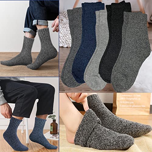 Josnown Thicken Mens Socks, 5 Pairs Thermal Socks for Men, Soft & Cozy Warm Wool Socks in Winter, UK 6-11