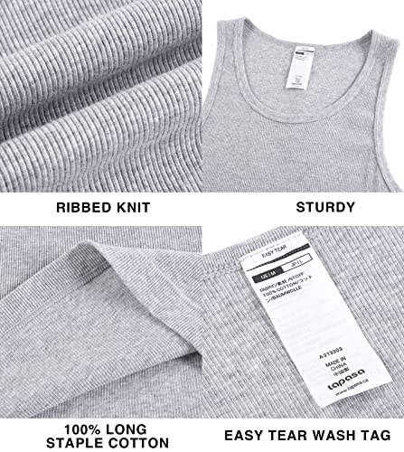 LAPASA 4 Pack Men's Cotton Vests Ribbed Tank Tops Sleeveless Plain Undershirts, Breathable, Slim Fit M35, L, Multicoloured