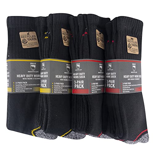 Iron Mountain 12 Pairs One Size Men’s Padded Heel and Toe Work sock Heavy Duty (6-11 / EU 39-45)