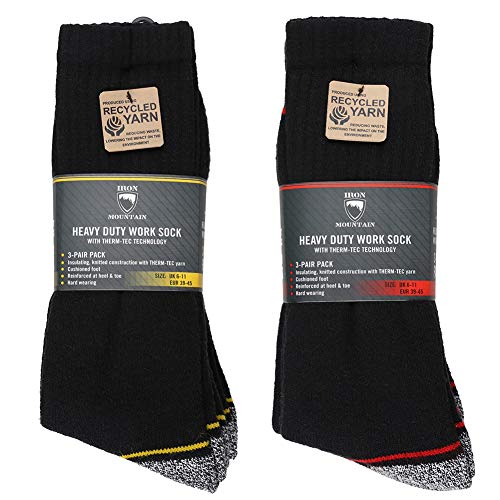Iron Mountain 12 Pairs One Size Men’s Padded Heel and Toe Work sock Heavy Duty (6-11 / EU 39-45)