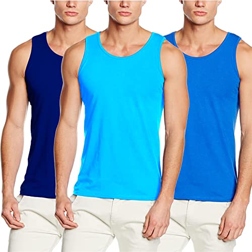 Mens Vests Sleeveless Blues Vests For Men UK Pack Mens Vest Tops Summer Vest Men Vest Tops For Men Mens Vest Tops Mens Summer Vests Mens Tank Top Vest -Blue Pack Of 3-2XL