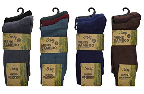 Soxy Mens Bamboo Socks - 12 Pairs - Super Soft Anti Bacterial Socks - Dark Assorted Colours - UK Size 6-11
