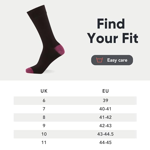 FM London Men's (12-Pack) Smart Breathable Socks, Black/Colour Heel & Toe, 6-11 UK (Pack of 12)