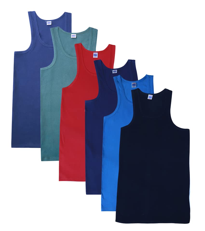 ASRL ®️Pack of 6 Men's Vest Classic Style Top 100% Rich Cotton Vest Black and White and Assorted S,M,L,XL,XXL. (XXL, Pack of 6 Assorted Colour)
