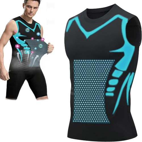 Ionic Shaping Vest, 2023 New Version Guys Men Compression Top, Compression Body Shaper Vest，Guys Men Compression Top to Build a Perfect Body (UK, Alpha, M, Regular, Regular, 1) Black