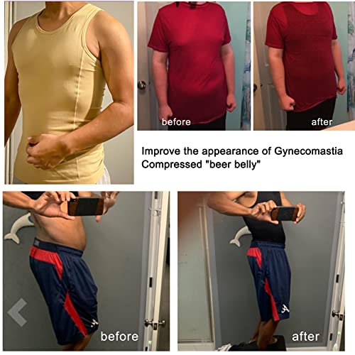 Compression Shirts for Men Shapewear Slimming Body Shaper Waist Trainer Vest Workout Tank Tops Abdomen Undershirts (Black, X-Large-2X-Large) XL-XXL