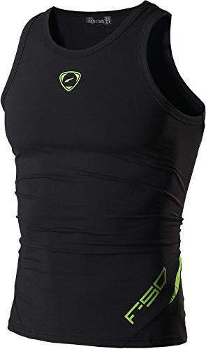 jeansian Men's Sports Breathable Wicking Vest Tee Tank Top Summer Running Training LSL3306 Black M