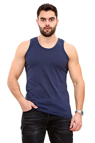 6 X Mens Vests 100% Combed Cotton Jersey Tank Top 5 Colors Best Stretch FIT Summer & Training Gym Sports (as8, Alpha, 3X_l, Regular, Regular, 3XL) Multicolor