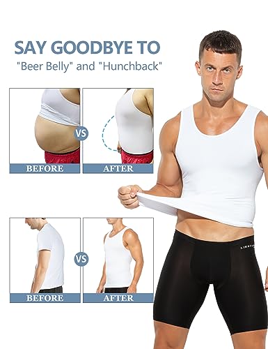 Casey Kevin Compression Vest for Men Slimming Body Shaper Undershirts White-CK3318,XL