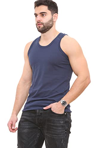 6 X Mens Vests 100% Combed Cotton Jersey Tank Top 5 Colors Best Stretch FIT Summer & Training Gym Sports (as8, Alpha, 3X_l, Regular, Regular, 3XL) Multicolor