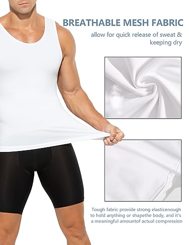 Casey Kevin Compression Vest for Men Slimming Body Shaper Undershirts White-CK3318,XL
