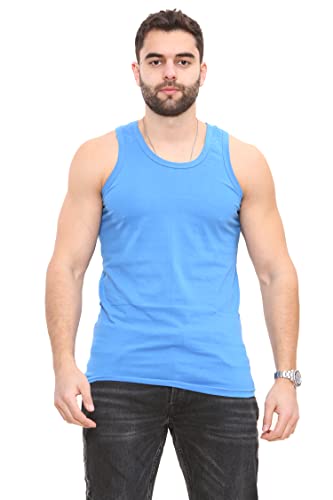 6 X Mens Vests 100% Combed Cotton Jersey Tank Top 5 Colors Best Stretch FIT Summer & Training Gym Sports (as8, Alpha, 3X_l, Regular, Regular, 3XL) Multicolor