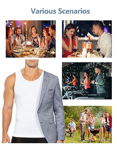 Casey Kevin Compression Vest for Men Slimming Body Shaper Undershirts White-CK3318,XL