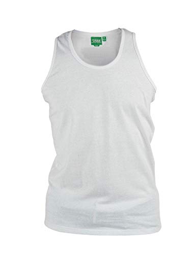 Mens Long Length Pure Cotton Muscle Vest Big Plus Sizes Medium to 8XL White