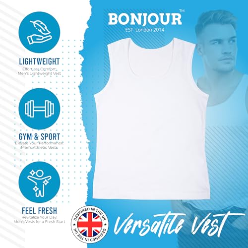 Vests for Men 100% Cotton Fitted Sleeveless Undershirts Tank Top Bodybuilding Training Gym (6-pack)
