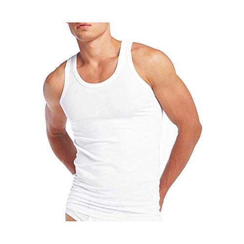 Vests for Men 100% Cotton Fitted Sleeveless Undershirts Tank Top Bodybuilding Training Gym (6-pack)