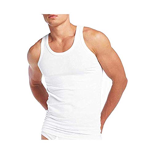 SOFTY® 3X Mens Athletic Vests Tank Top Colours 100% Cotton Vests, Muscle Summer Top Vest (Medium, White)