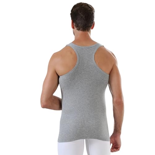EZIM GLOBAL Pack of 3 Ultra Soft Mens Vests%100 Cotton Comped Tank Tops Men's Undershirts Grey, Black, White Thermal Multipack
