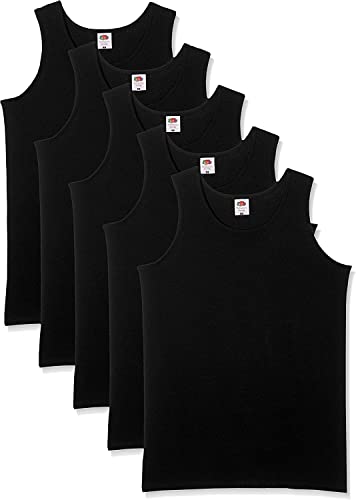 Fruit of the Loom Men's Athletic Lightweight Vest, Black, M (Pack of 5)
